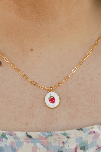 Sweet Strawberry Necklace-Gold