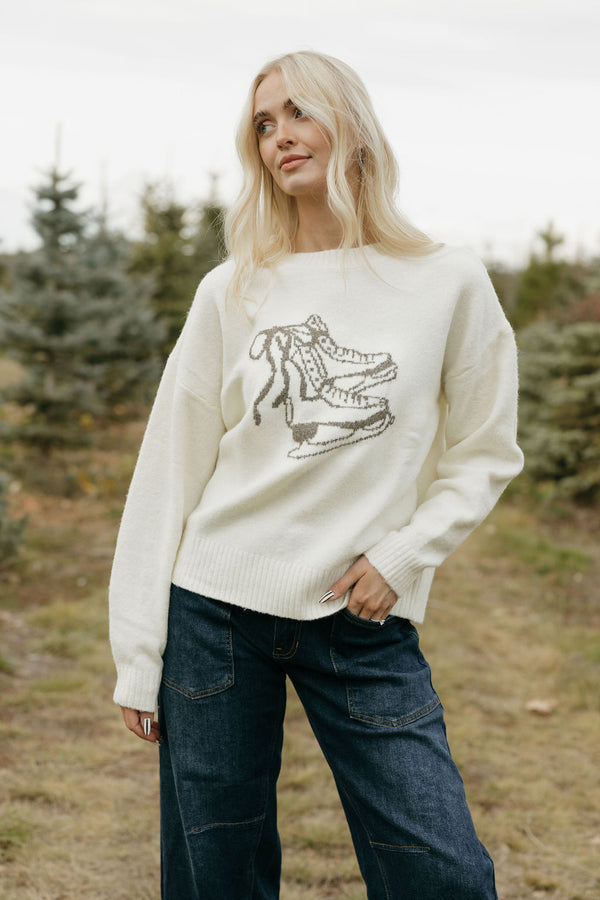 Vintage Skates Sweater-Cream