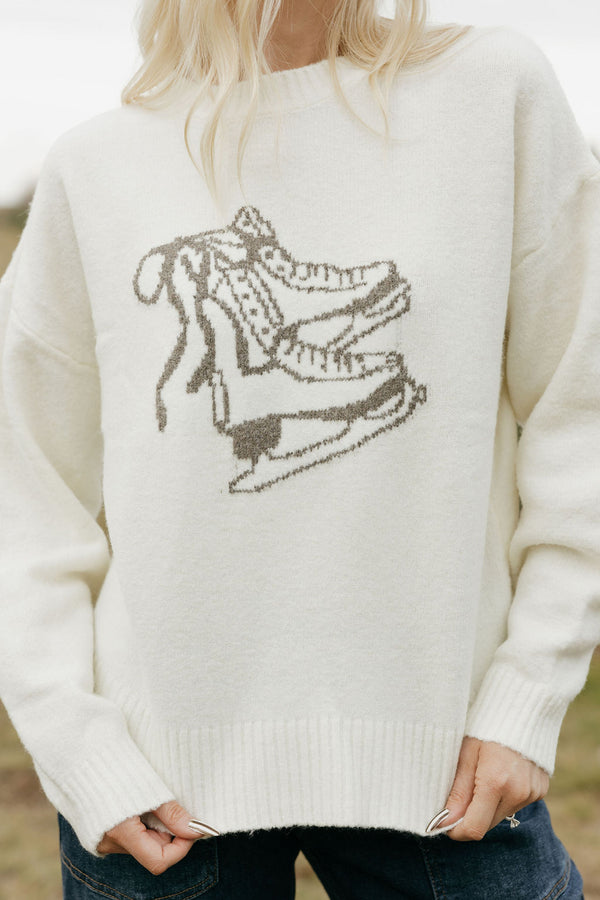 Vintage Skates Sweater-Cream