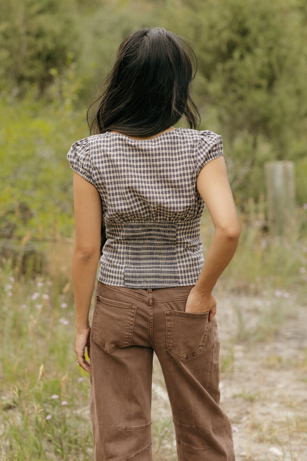 Faye Top-Navy Plaid