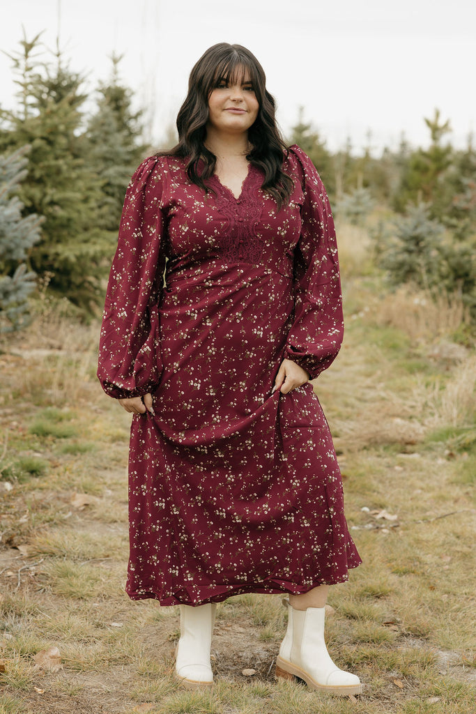 Natalia Dress-Burgundy Multi