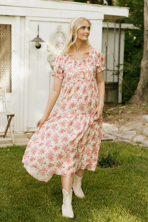 Emma Dress-Red/Ivory