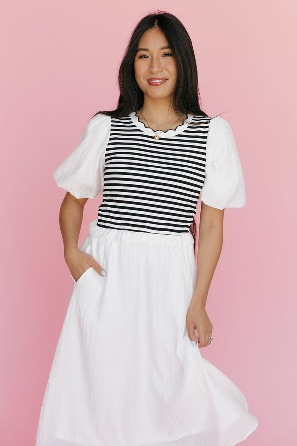 Nancy Dress-Ivory/Black