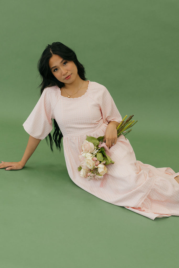 slim fit dress slacks Shoshanna Maren Dress in Blush/Green Multi