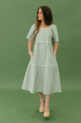 Hanna Dress-Green Gingham