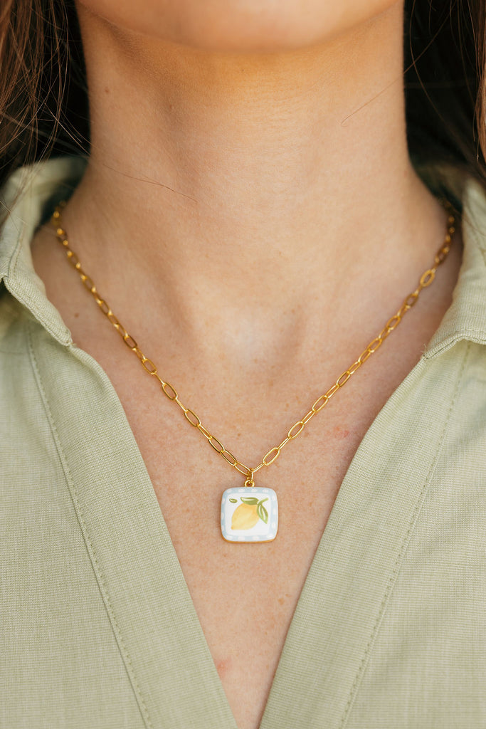 Sicilian Lemon Necklace-Gold Multi