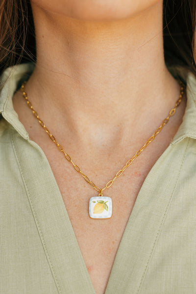 Sicilian Lemon Necklace-Gold Multi