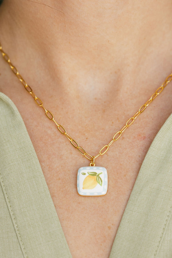 Sicilian Lemon Necklace-Gold Multi