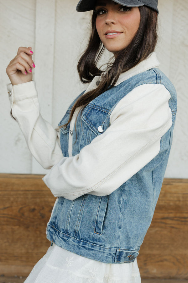 Karrie Jacket-Denim/Off White