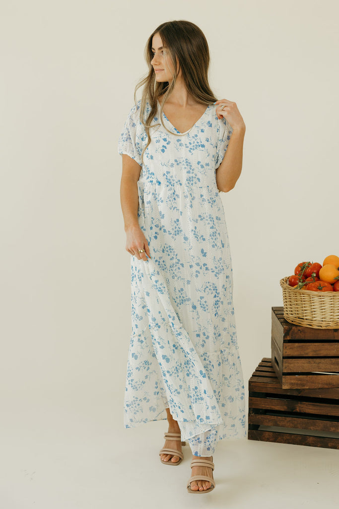 Evie Dress-Ivory/Blue – Love Olive Co