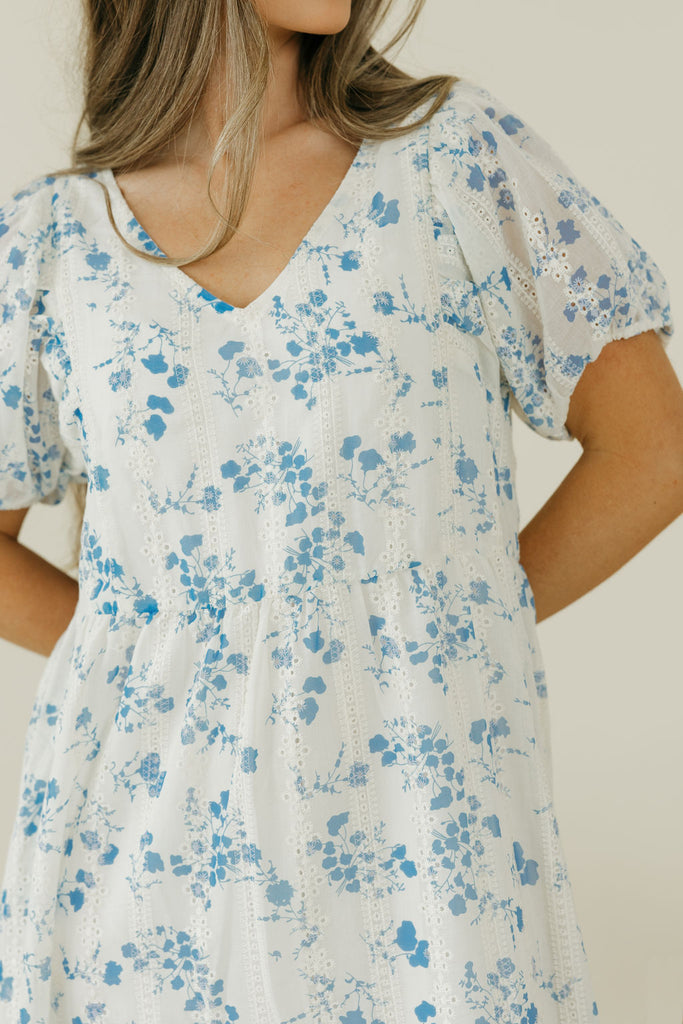 Evie Dress-Ivory/Blue – Love Olive Co