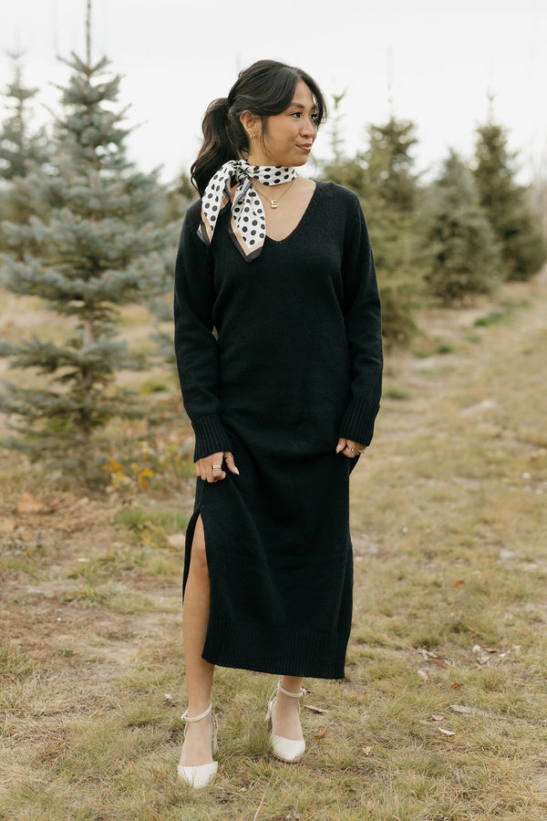 Keily Sweater Dress-Black