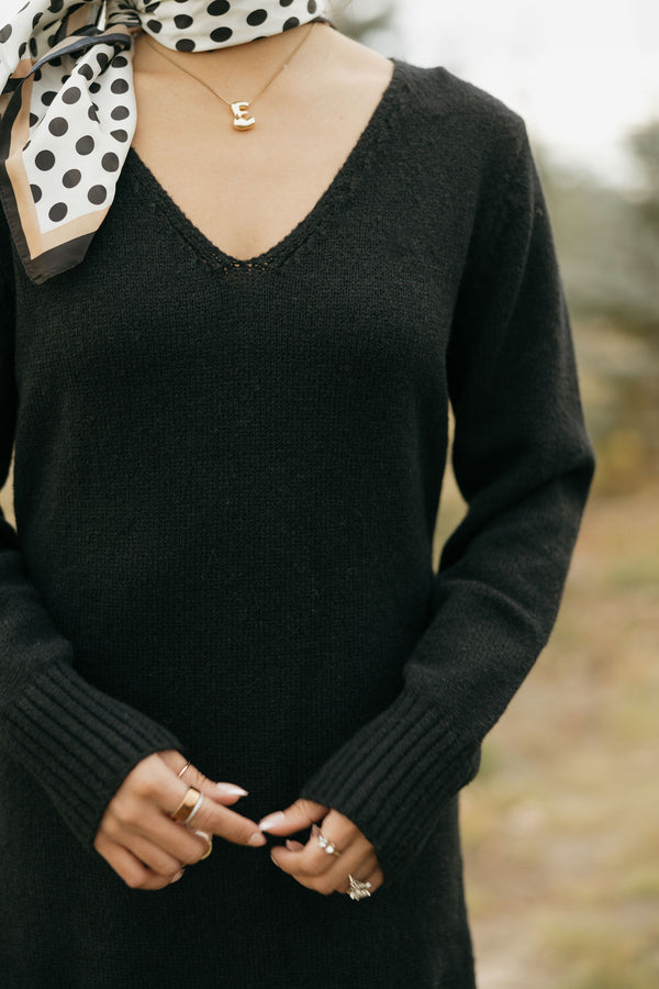 Keily Sweater Dress-Black