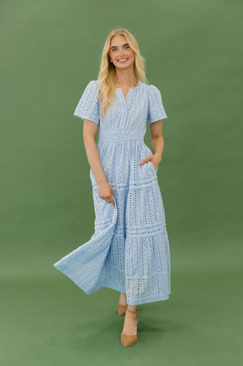 Caribbean Dress-Blue Eyelet