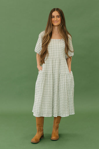 Jensyn Dress-Sage Gingham