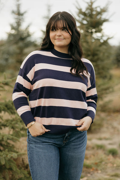 Robbie Sweater-Navy/Blush
