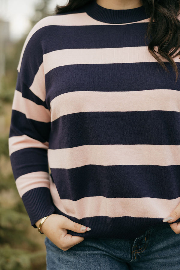 Robbie Sweater-Navy/Blush
