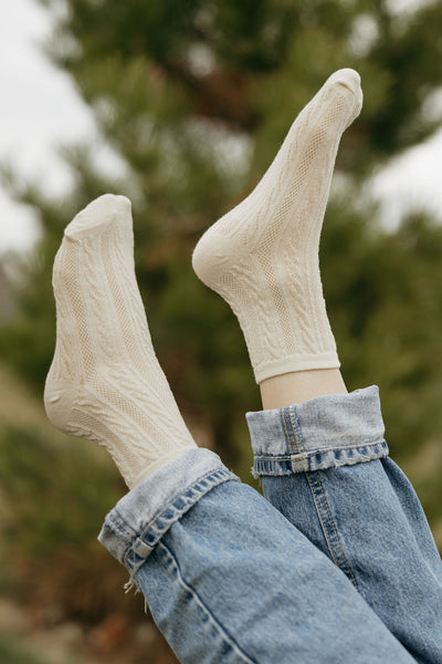Vintage Knit Socks-Neutral