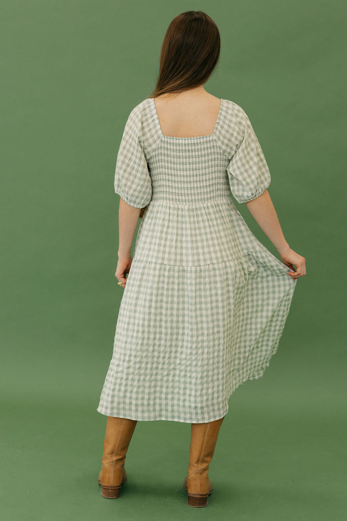 Jensyn Dress-Sage Gingham – Love Olive Co