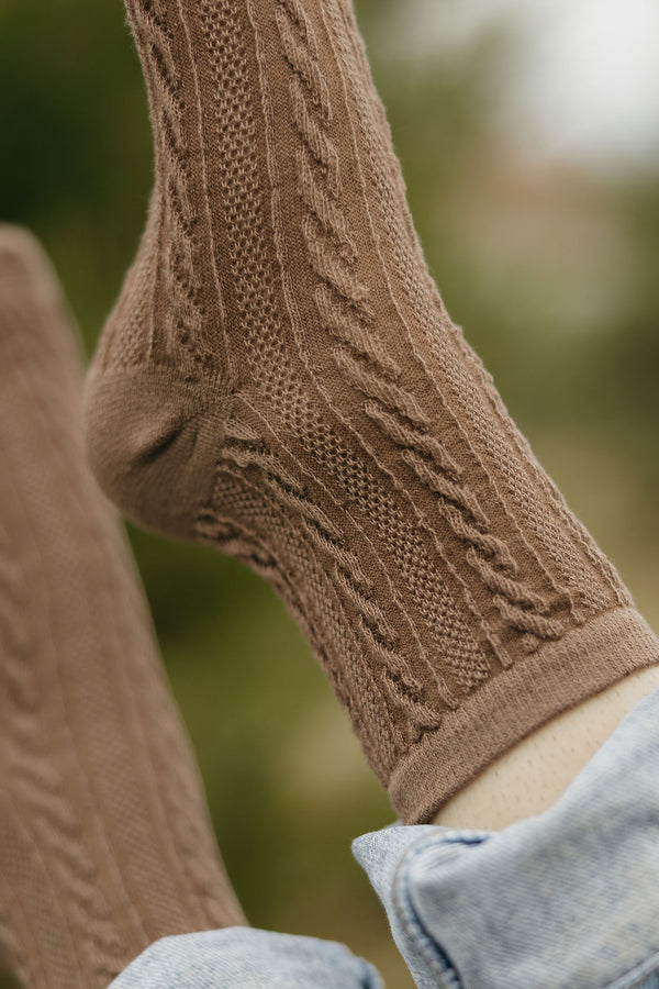 Vintage Knit Socks-Brown