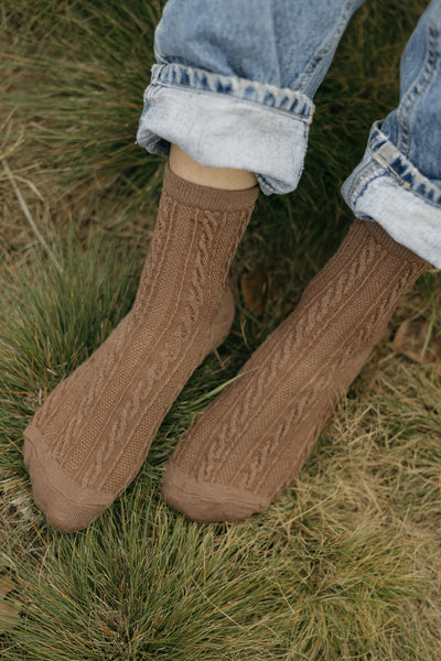 Vintage Knit Socks-Brown