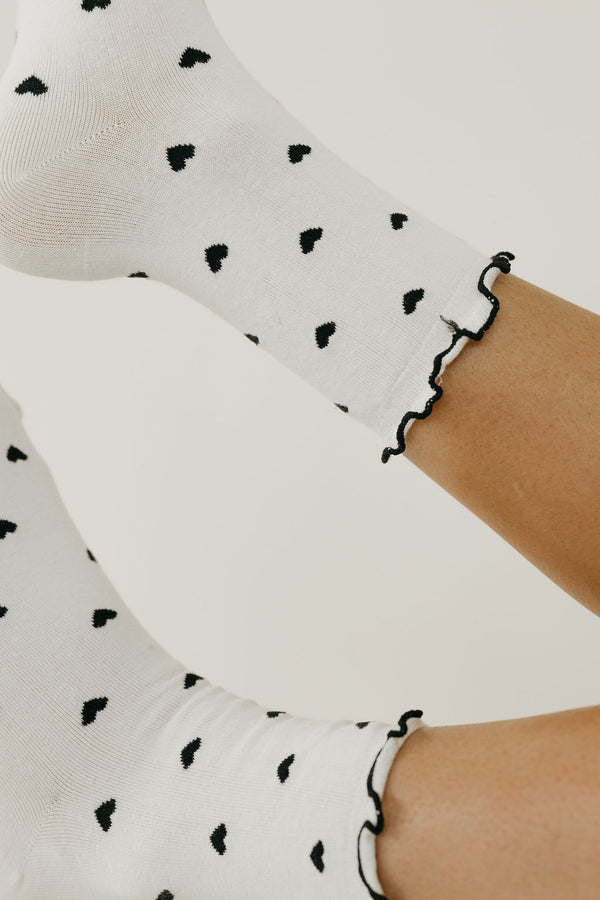 Secret Admirer Socks-Ivory/Black