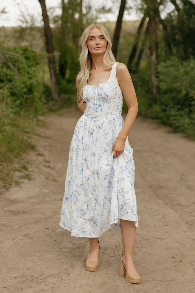 Sicily Dress-Blue Floral