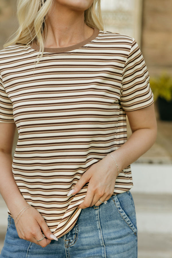 Kendra Tee-Brown Stripe