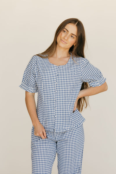 Jolie Top-Blue Gingham