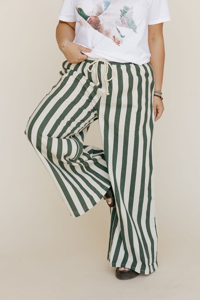 Summer Pants-Green/Cream