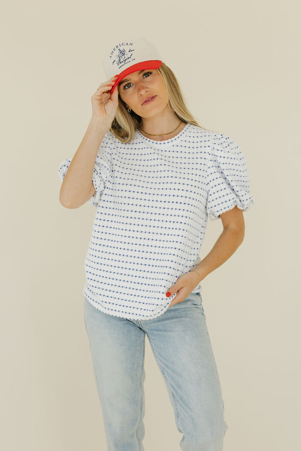 Aimee Top-Ivory/Blue