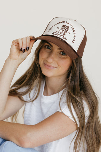 Confidence In Every Step Trucker Hat-Brown