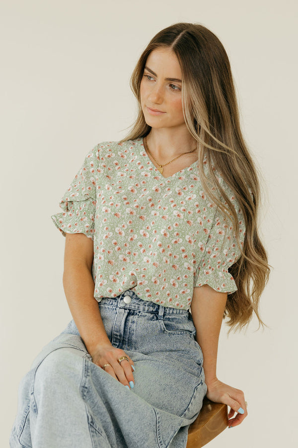 Sasha Top-Sage Floral