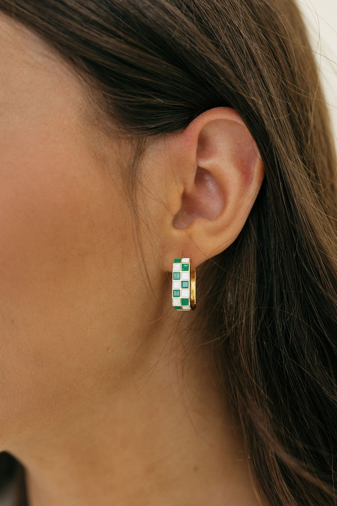 Donnie Earrings-Green/White