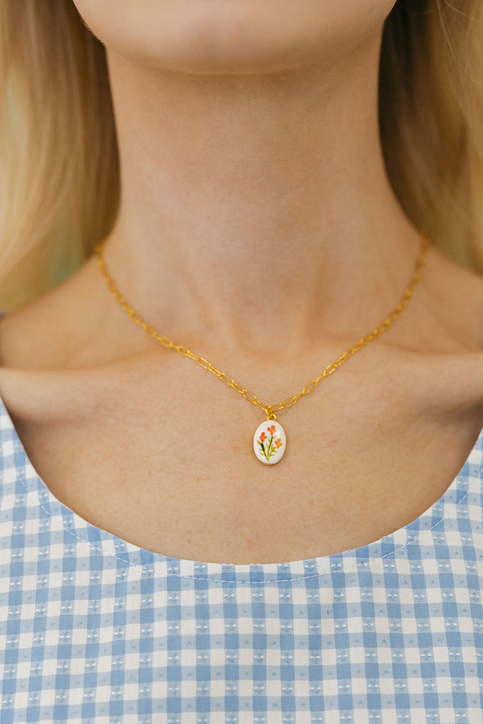 Flower Garden Necklace-Gold/Multi