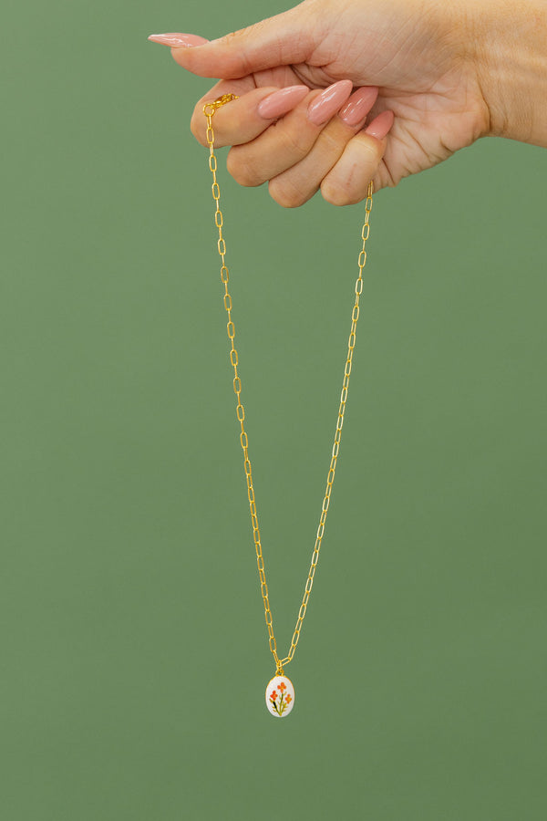 Flower Garden Necklace-Gold/Multi