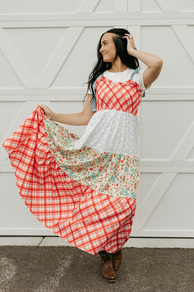 Jaylie Dress-Red Multi