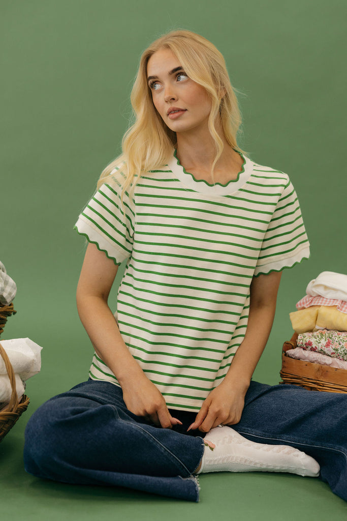 Mindi Top-Ivory/Green