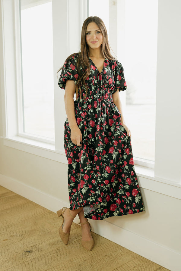 Kaylie Dress-Black Floral