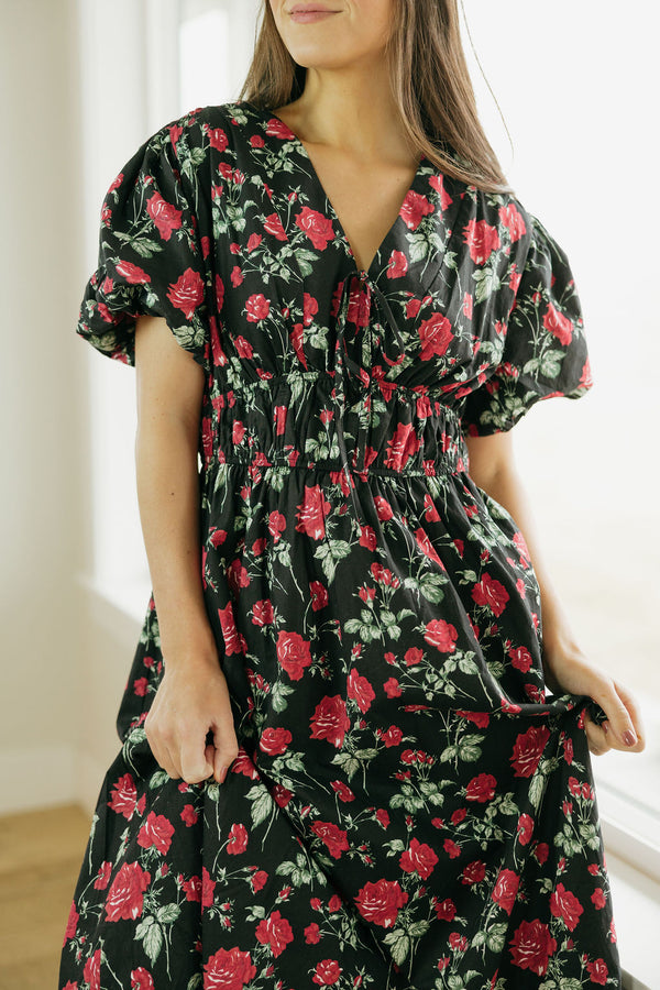 Kaylie Dress-Black Floral