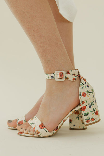 Rosalia Heels-Beige Floral