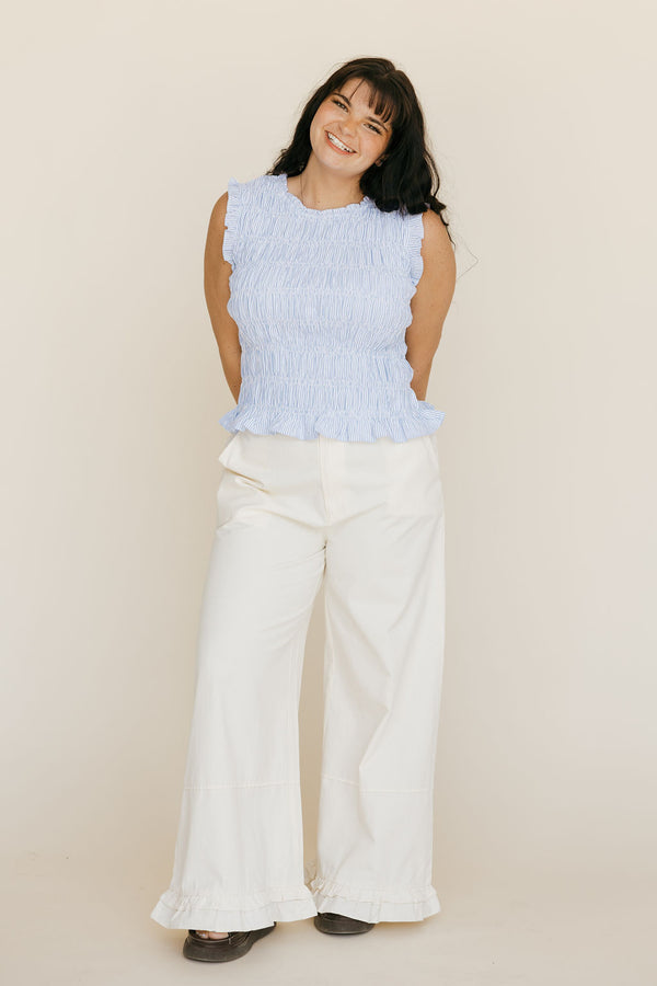 Donna Top-Blue Stripe