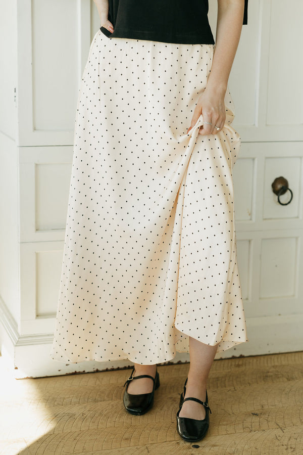 Laine Skirt-Ivory Dot