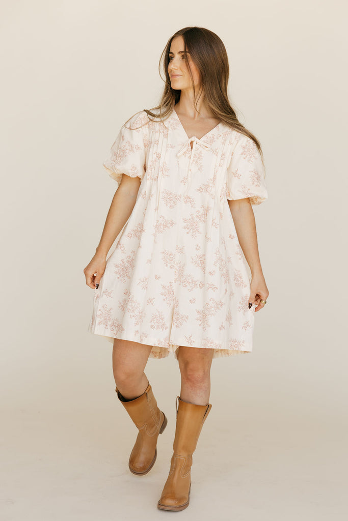 Merla Romper-Cream/Dusty Rose