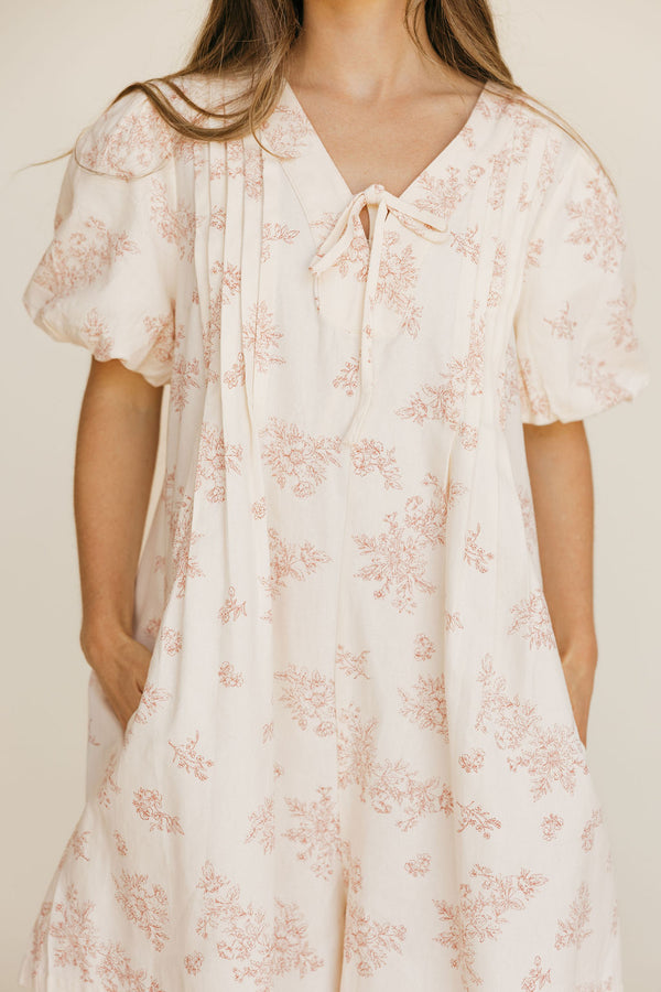 Merla Romper-Cream/Dusty Rose