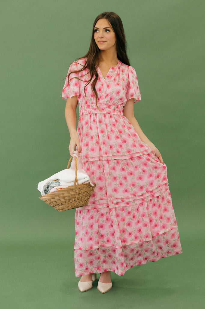 Caribbean Dress-Pink Floral Love Olive Co Caribbean Dress-Pink Floral Love Olive Co