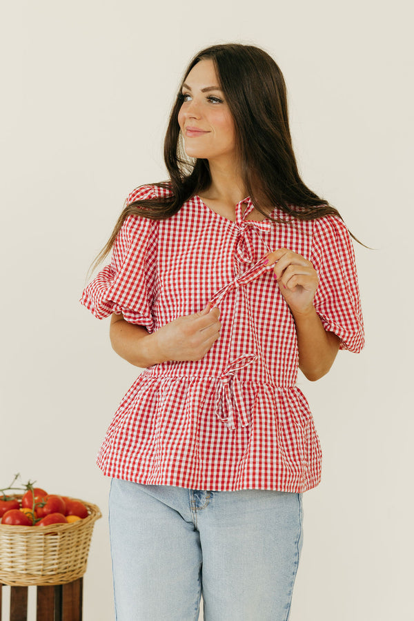 Anissa Top-Red/White
