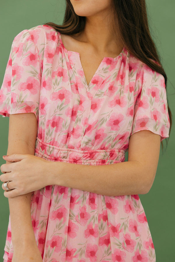 Caribbean Dress-Pink Floral