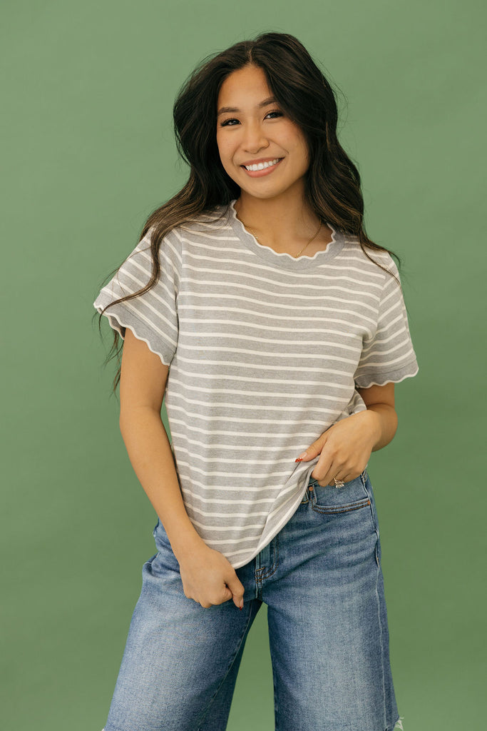 Mindi Top-Grey/Ivory