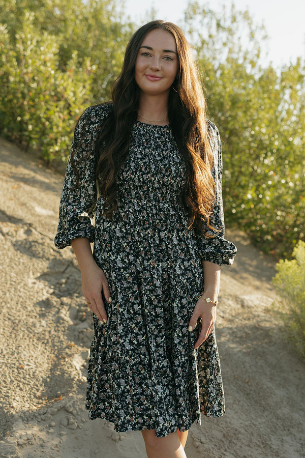 Lotus Dress-Black Floral